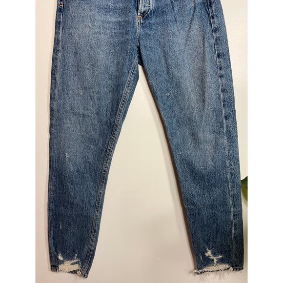 Agolde Denim Jamie High Rise Straight Leg Jean Medium Blue Distressed Capsule - Picture 6 of 10
